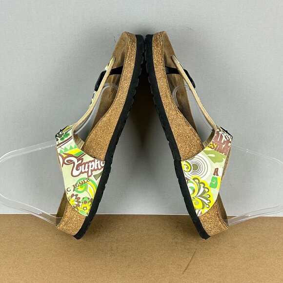 Birkenstock Papillio Gizeh Floral Print Toe Post Sandals Womens 9 Yellow Green - Picture 6 of 9